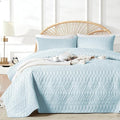 akkialla Full/Queen Size Quilt Bedding Set, Sky Blue Lightweight Microfiber by akkialla