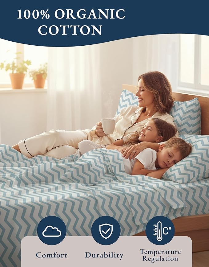 LANE LINEN 100% Organic Cotton Sheets Queen, Soft & Comfy Fade Resistant - Image 6