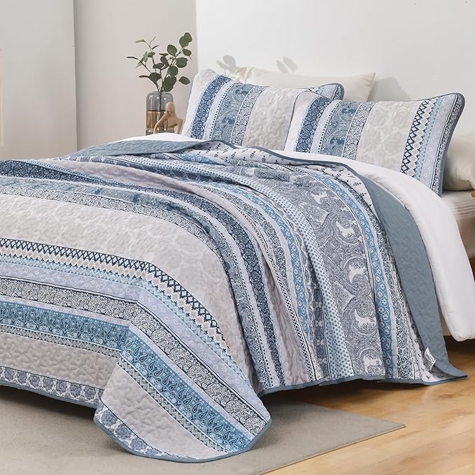 WONGS BEDDING Boho Quilt Set California King Size, Lightweight Bedspread - Image 2