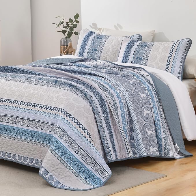 WONGS BEDDING Boho Quilt Set Twin Size, Lightweight Bedspread Coverlet Bedding - Image 2