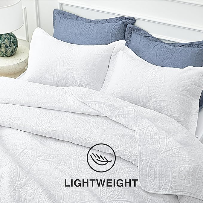 Love's cabin Twin Quilt Set White Bedspreads - Image 6