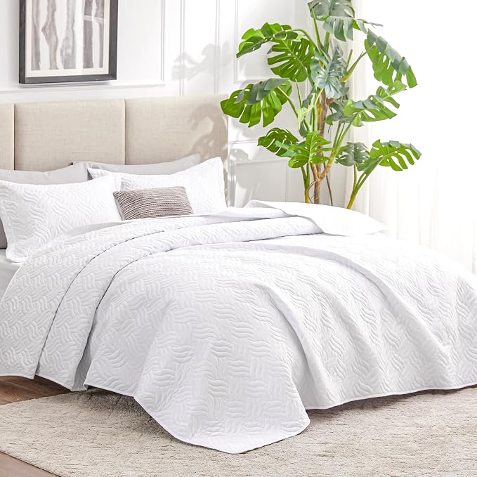 Love's cabin Quilts for Queen Bed White Bedspreads - Image 2