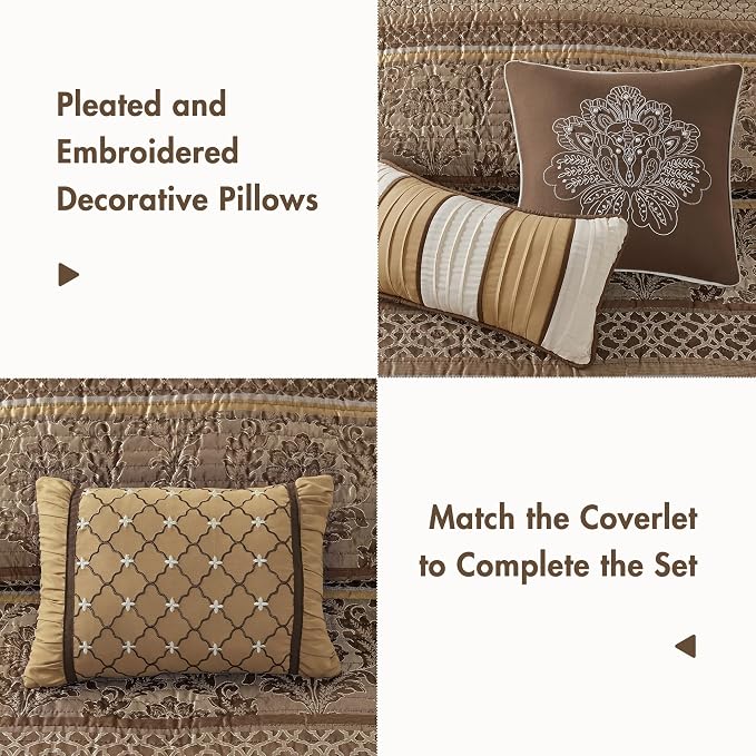 Madison Park Quilt Traditional Damask Design All Season, Lightweight Coverlet - Image 4