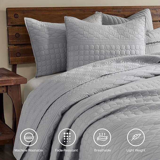 HORIMOTE HOME Grey Twin Size Quilt Set - Image 2