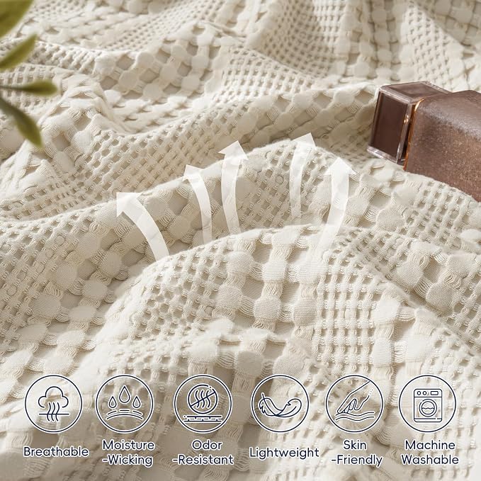 PHF Cooling Waffle Blanket California King Size, Lightweight 60% Rayon from - Image 4