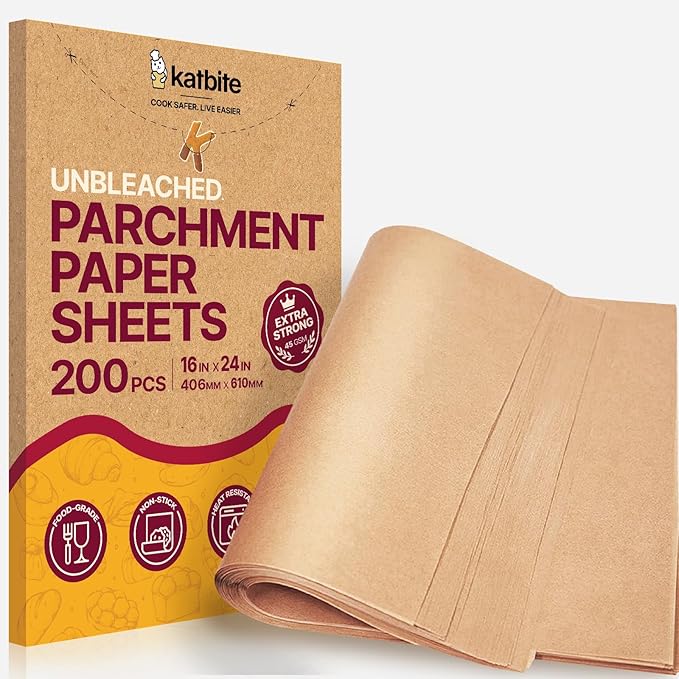 Katbite Parchment Paper Sheets Heavy Duty, 16x24 Inches 200 PCS Precut Baking by katbite