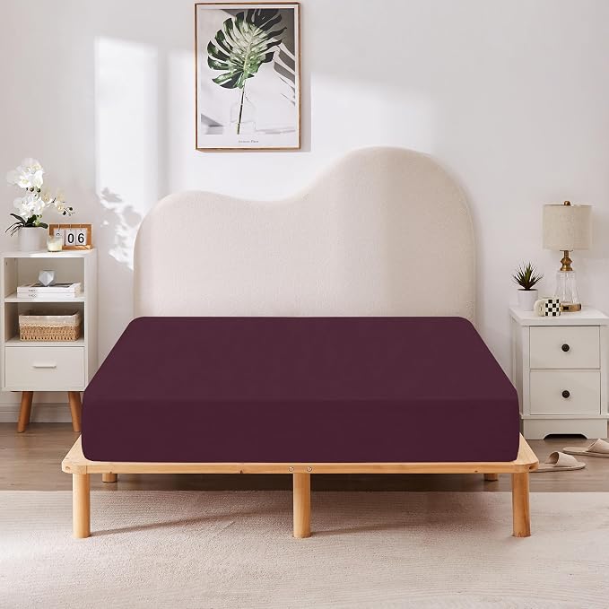 HBHLFZ Twin Fitted Sheet Only, Soft Breathable Bottom Sheet - Image 6