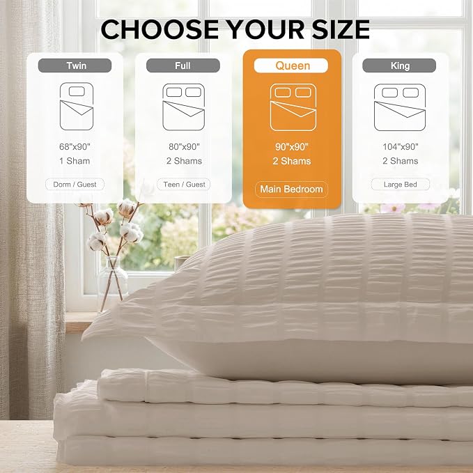 Cozyide Linen Duvet Cover Queen Size, 3 Pieces Bedding Duvet Covers, Soft - Image 3