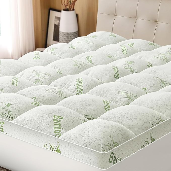 Mattress Topper Twin Size Viscose Derived from Bamboo, Thick Soft Pillow Top by Easthome
