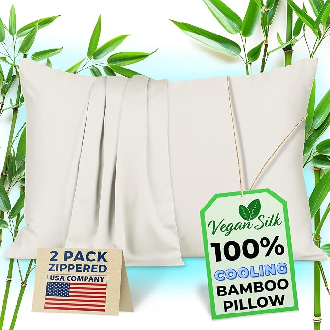 Pillow Cases - 100% Viscose Derived from Bamboo - Cooling Pillowcase - Standard by VeganSilk
