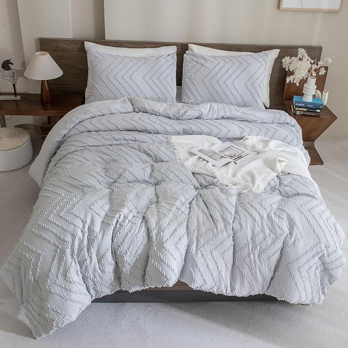 Andency Silver Grey Oversized Queen Comforter Set, Boho Soft Warm Bedding - Image 6