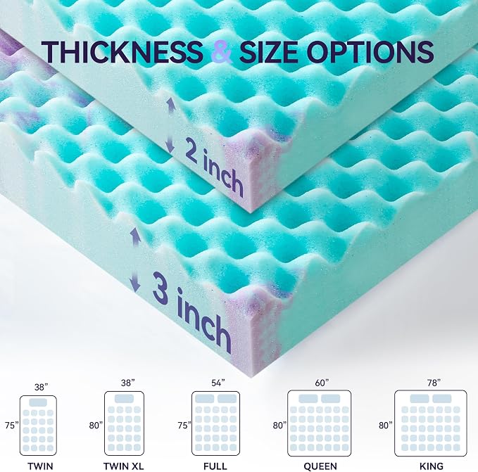 SINWEEK 2 Inch Egg Crate Memory Foam Mattress Topper Twin Size, Soft Mattress - Image 9