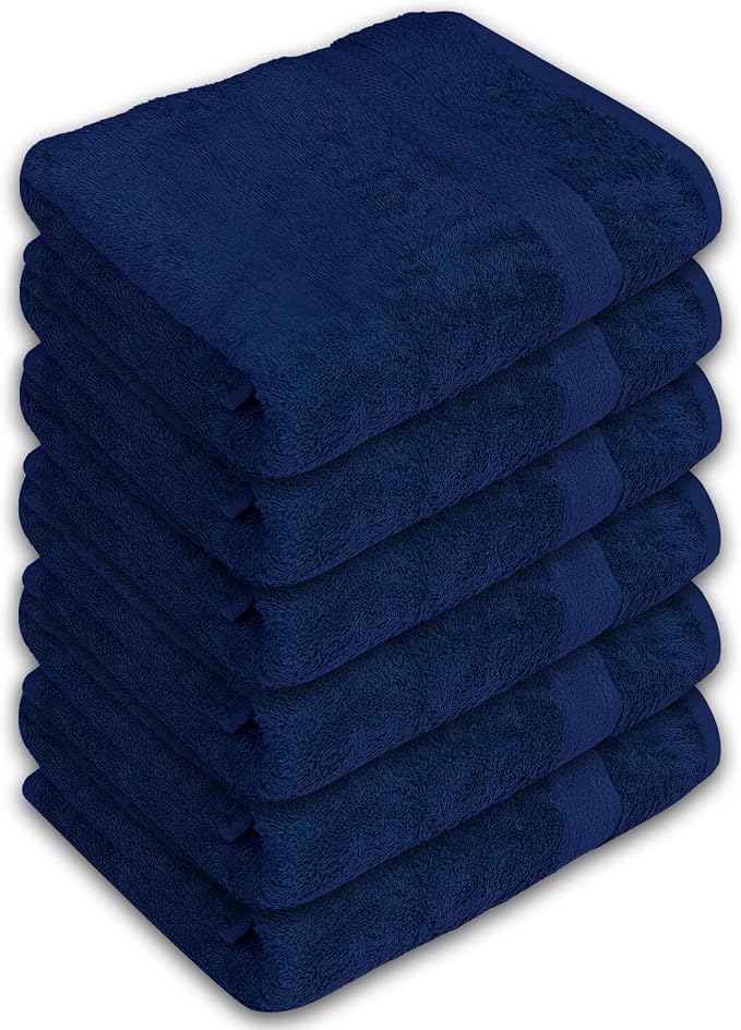 Large Bath Towels Pack of 6 – 24" x 50", 100% Cotton Terry – Soft, Quick-Dry & - Image 8