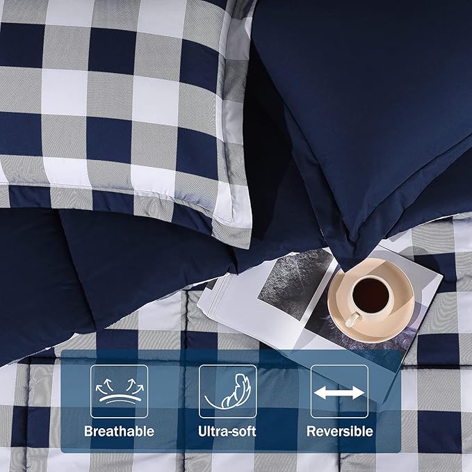 downluxe Lightweight Plaid Comforter Set - Image 6