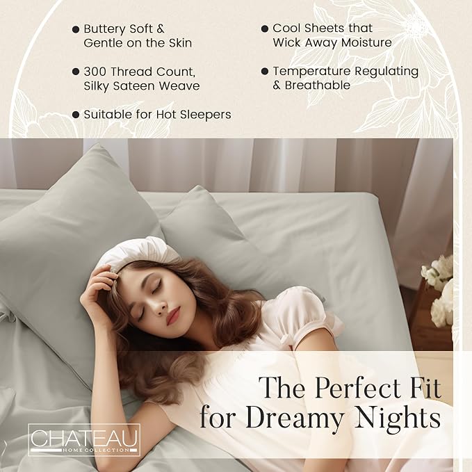 100% Cotton Sheets King Size Sheets Set, Soft Sateen Weave Luxury Hotel Sheets - Image 4