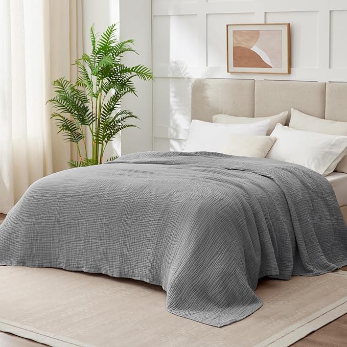 100% Cotton Muslin Blanket California King 120" x 90", 6 Layers Breathable and - Image 5