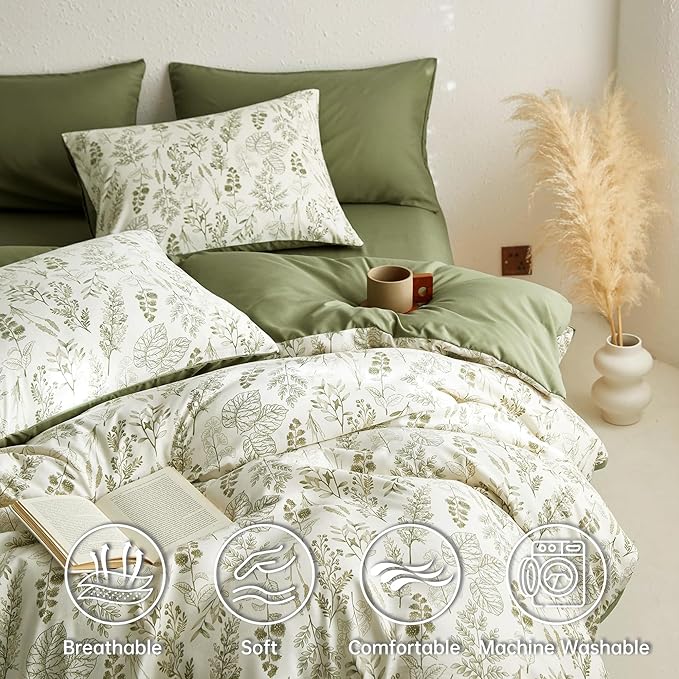 BOLINLIVING Floral Duvet Cover Twin Size, Breathable Soft Microfiber Bedding Set - Image 3