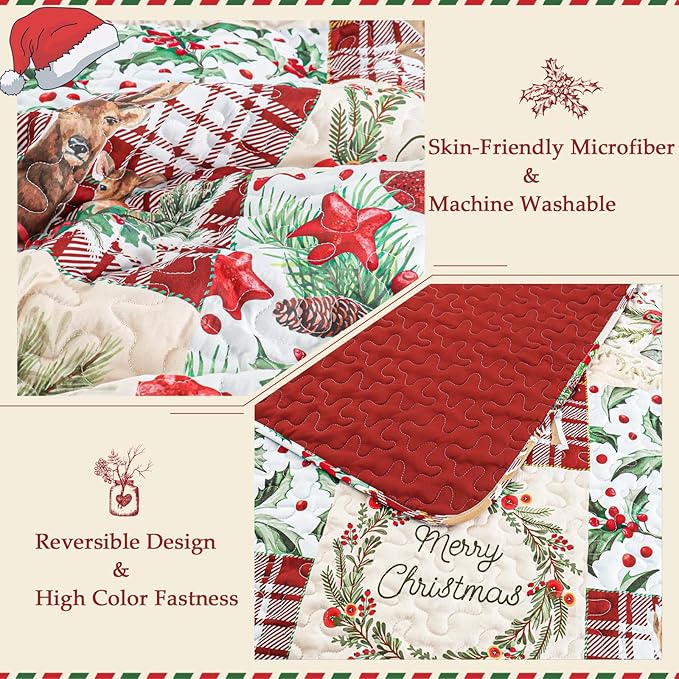 Exclusivo Mezcla Reversible Christmas Quilts King Size - Image 3