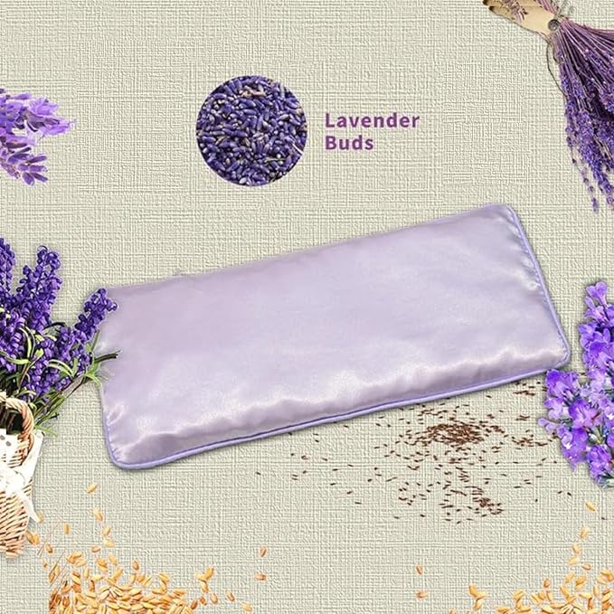 Lavender Eye Pillow, Hot or Cold Weighted Satin Eye Mask, Microwaveable Moist - Image 4