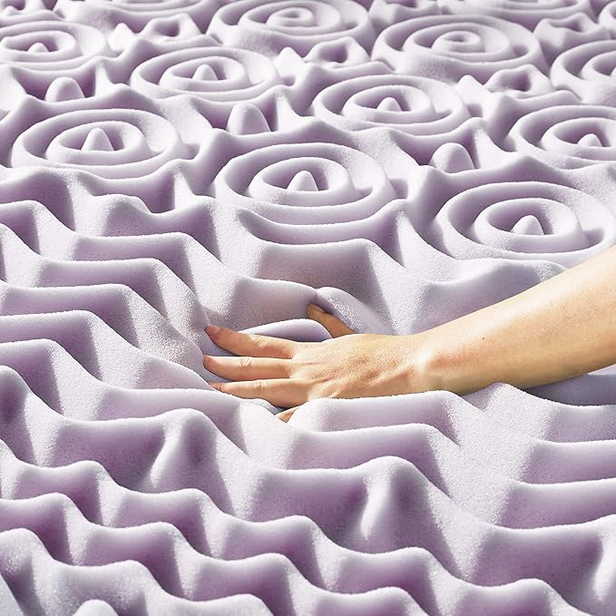 Mellow 3 Inch 5-Zone Memory Foam Mattress Topper, Soothing Lavender Infusion - Image 4