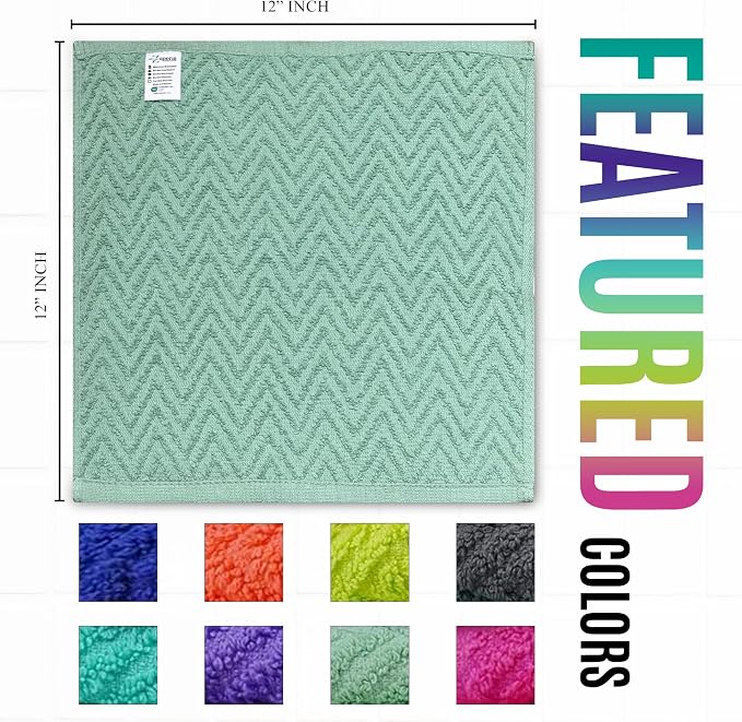 ZUPERIA Zigzag Multicolor Wash Cloths -24 Pack -12" x 12"- Highly Absorbent - Image 5