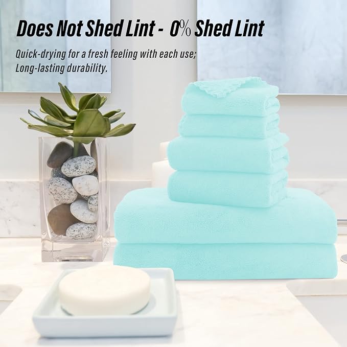 MOONQUEEN Ultra Soft Towel Set-Quick Drying-2 Bath Towels 2 Hand Towels 2 - Image 5
