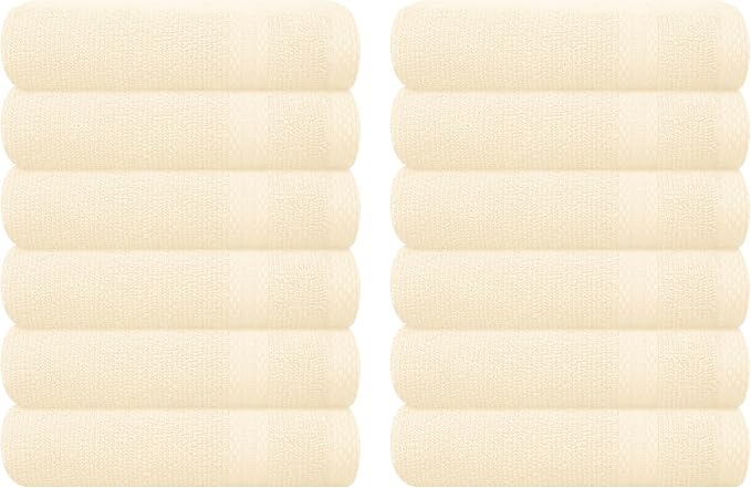 GLAMBURG Ultra Soft 12-Piece Washcloths Set 13x13-100% Ringspun Cotton by GLAMBURG