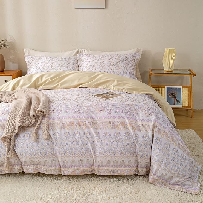 OAITE Duvet Cover Set Queen Size Floral Pattern Ultra Soft 100% Cotton Duvet by OAITE