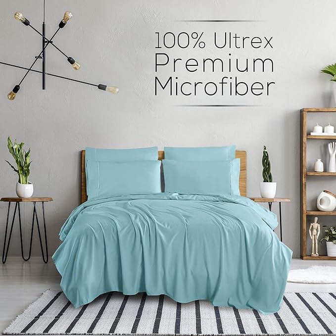 Mueller Luxury 6 PC Full Size Bed Sheets, Super Soft 1800, Deep Pocket up to - Image 2