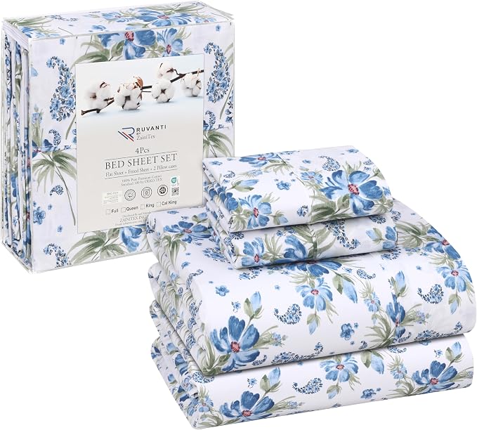 RUVANTI 100% Cotton Sheets – Full Size Percale Bedding, Cooling & Breathable - Image 8
