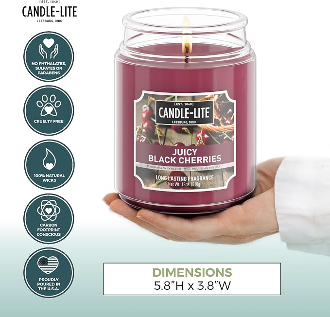Candle-lite Scented Candles, Juicy Black Cherries, 18 oz Jar, Proudly Poured in - Image 4