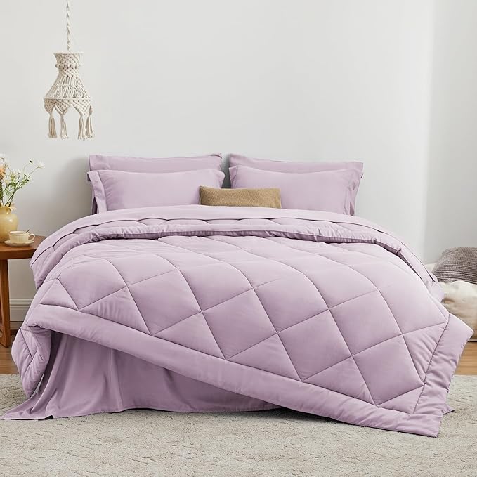Love's cabin Full Comforter Set Light Purple, 7 Pieces Full Bed in a Bag - Image 2