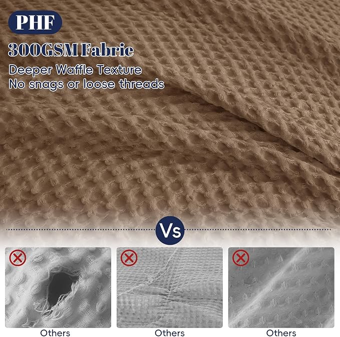 PHF Waffle Duvet Cover Set King Size, No Snagging Ultra Soft Luxury Textured - Image 3