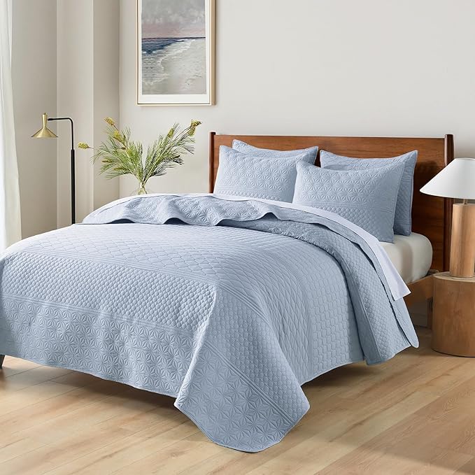 HORIMOTE HOME Light Blue King Size Quilt Set - Image 4