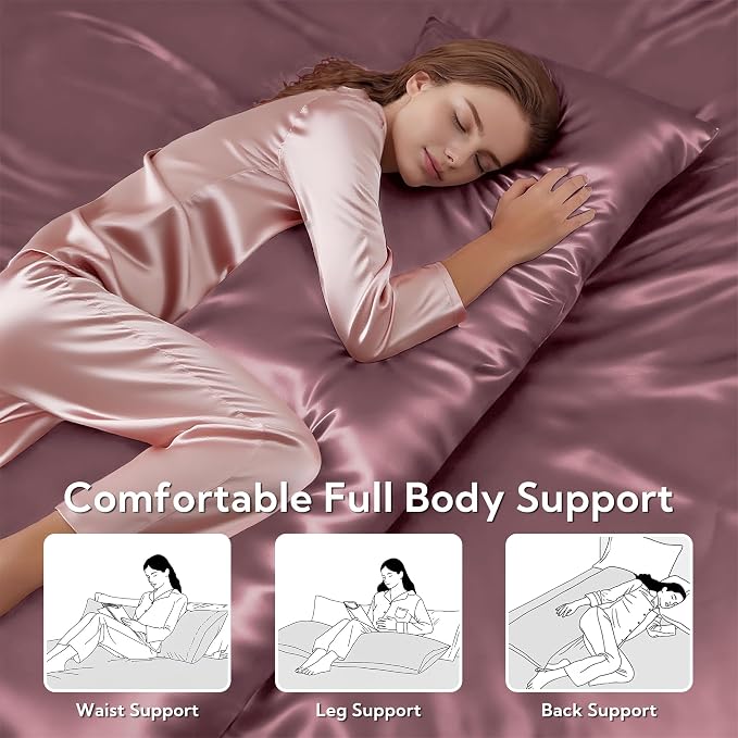 MR&HM Satin Body Pillow Cover, Soft and Breathable Body Pillow Case - Image 5