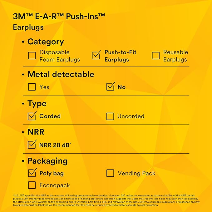 3M E-A-R Push-Ins Earplugs 318-1001, Poly Bag 100-Pair - Image 15