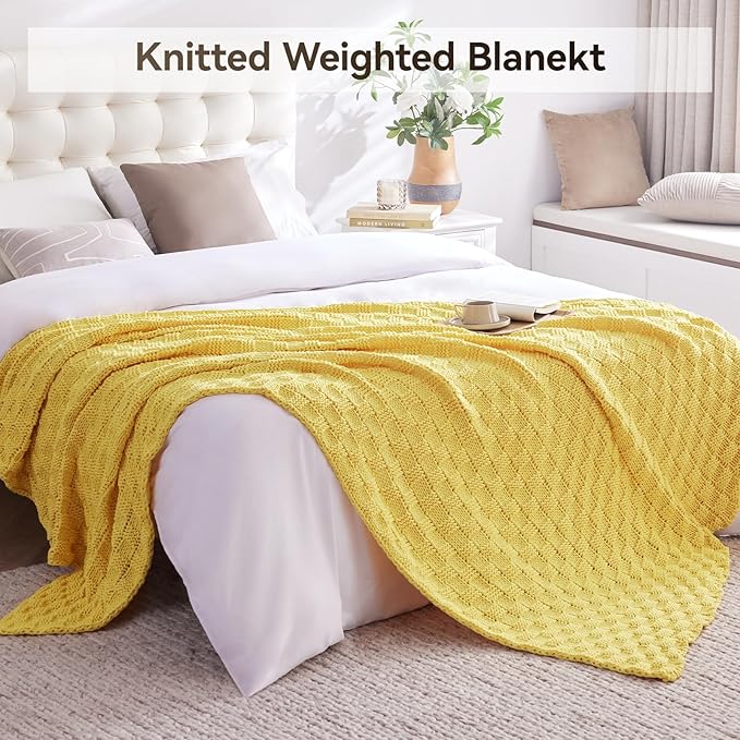 Knitted Weighted Blanket for Adult, No Beads Heavy Blanket 60” x 80'' 17lbs - Image 6