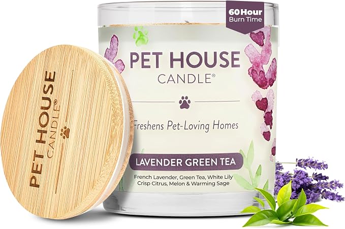 Pet House Lavender Candle Clean Burning, Long Lasting Pet Odor Candle by OneFurAll