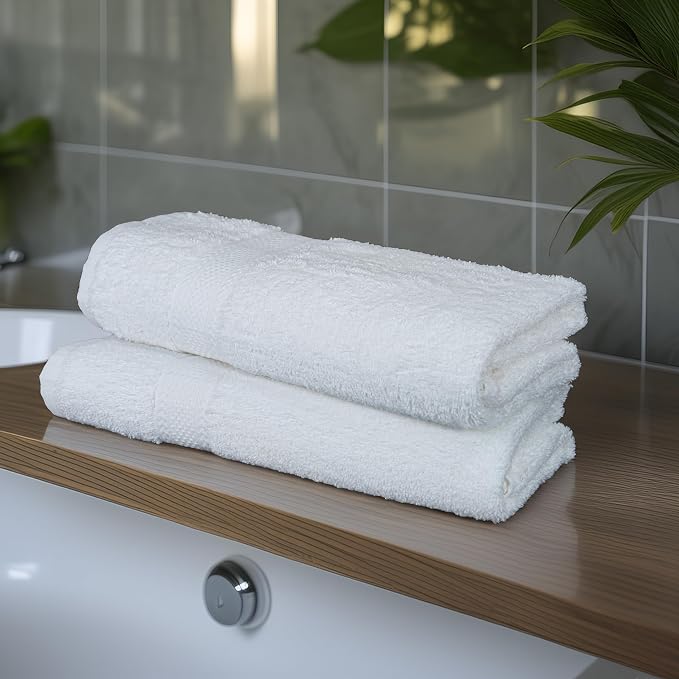 Commercial Bulk Pack of 12 Large Bath Towels – 100% Cotton Terry 24" x 50" – - Image 3
