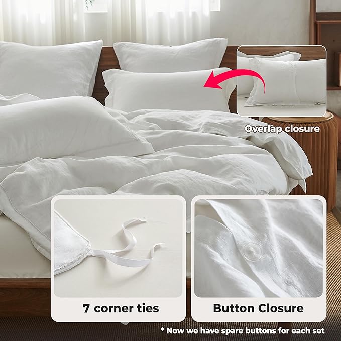 Simple&Opulence 100% Washed Linen Duvet Cover Set - Image 4