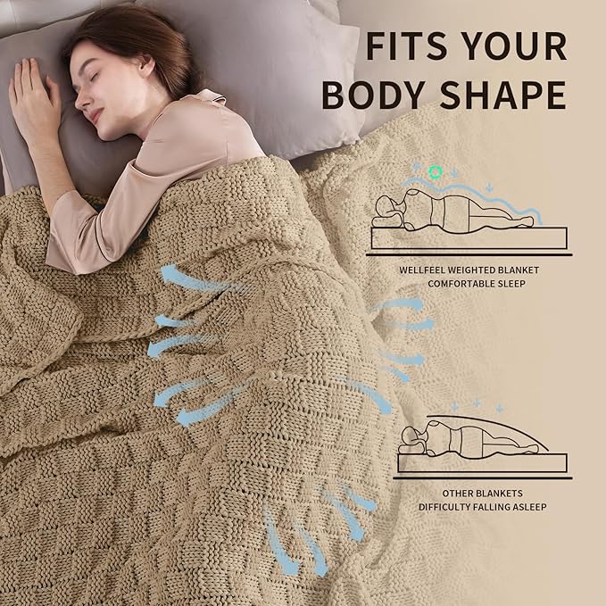 Knitted Weighted Blanket for Adults, Breathable Chunky Knit Blanket, Cooling - Image 3