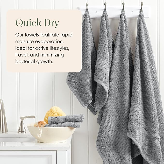 Springtree Home 100% Cotton Bath Towel Set of 4 | Super Soft & Absorbent - Image 3