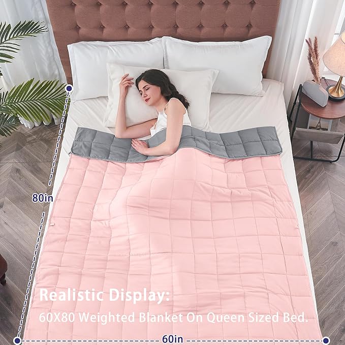 yescool 20lbs Pink Grey Weighted Blanket - Image 2