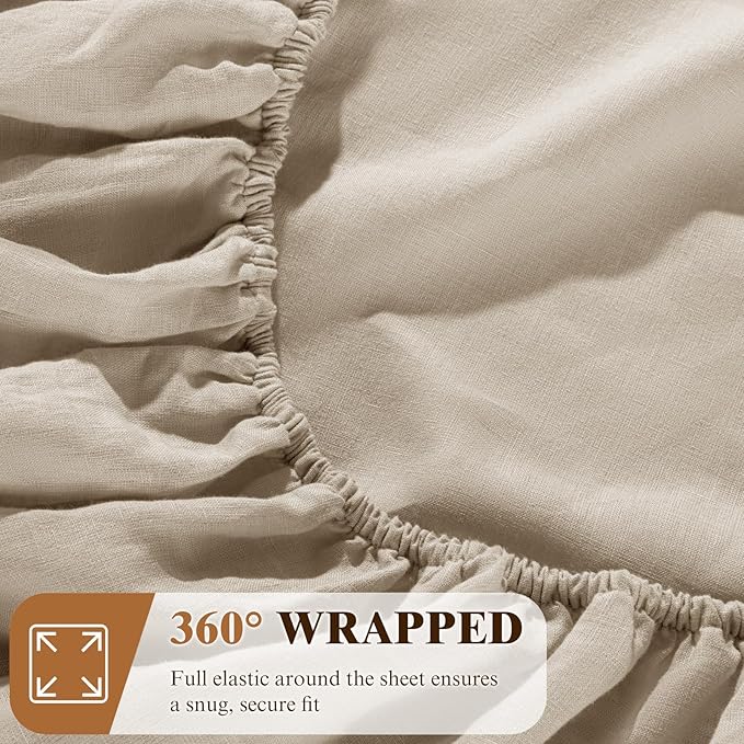 SONORO KATE 100% French Linen Fitted Sheet - Image 5