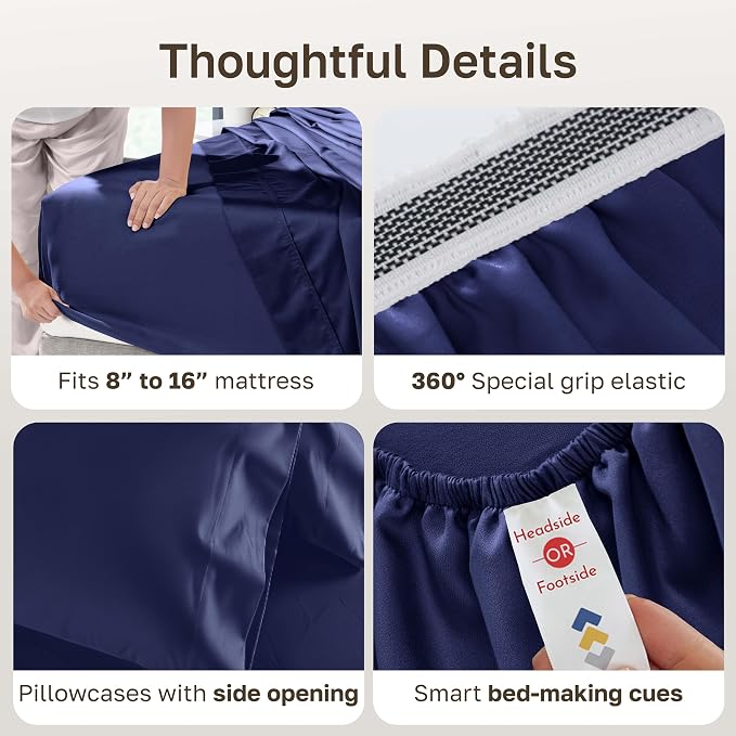 California Design Den Thick and Natural 100% Cotton Queen Bed Sheets Set - Image 5