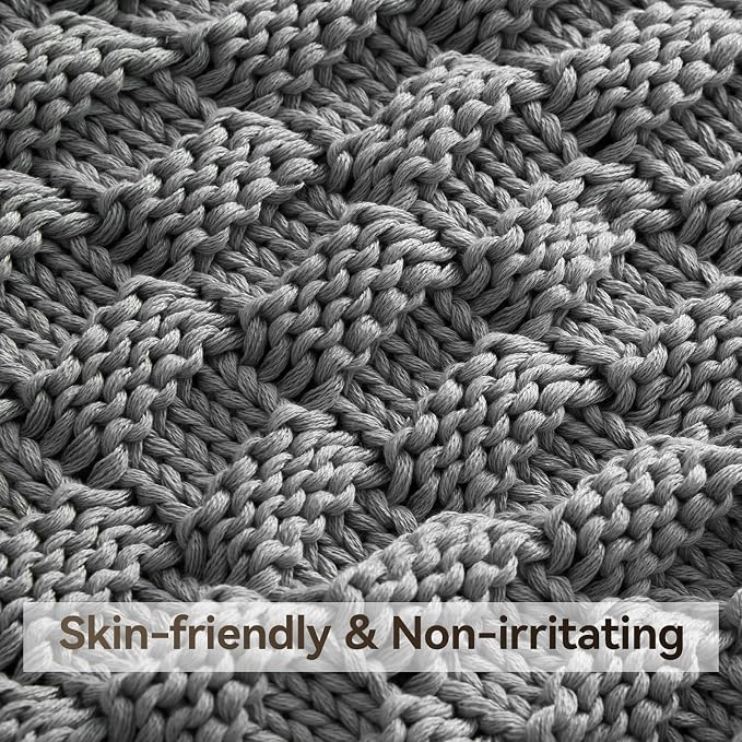 Knitted Weighted Blanket for Adult, No Beads Heavy Blanket 48” x 72'' 10lbs - Image 4