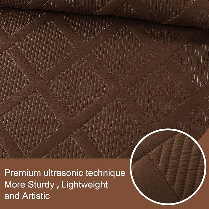 Exclusivo Mezcla Oversized King Quilt Set- Brown Cal King Quilts Bedding Set - Image 4