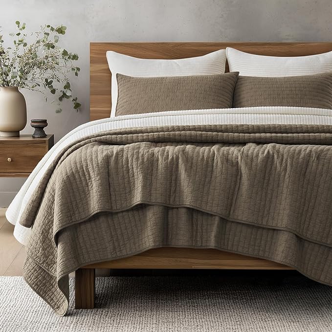 EVERGRACE Cross Stitch Pre-Washed Cotton Quilt Bedding Set Queen Size, by EVERGRACEHOME