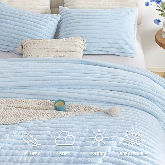 Smoofy Fluffy Queen Size Comforter Set 3 Pieces - Image 2