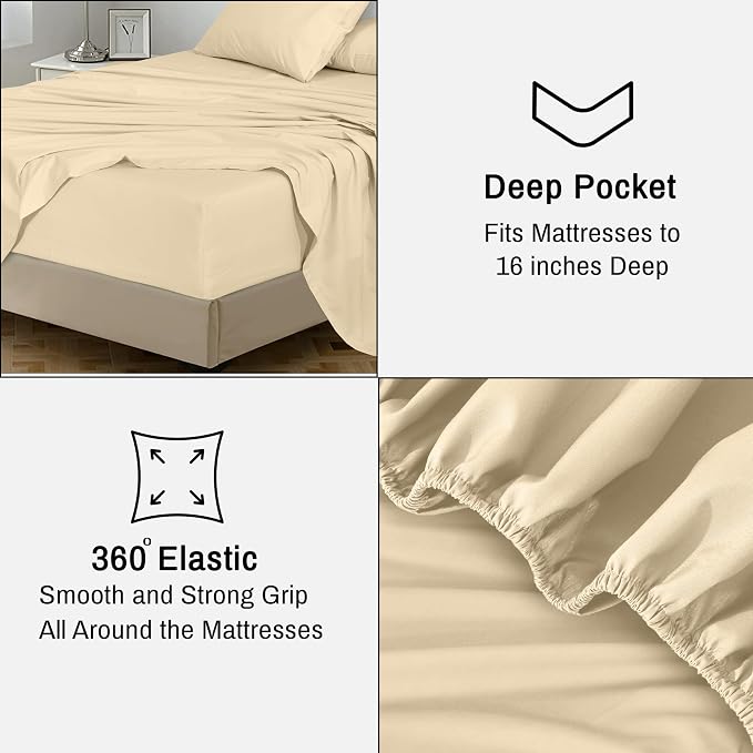RUVANTI 100% Cotton Sheets – Twin Size Percale Bedding, Cooling & Breathable - Image 6